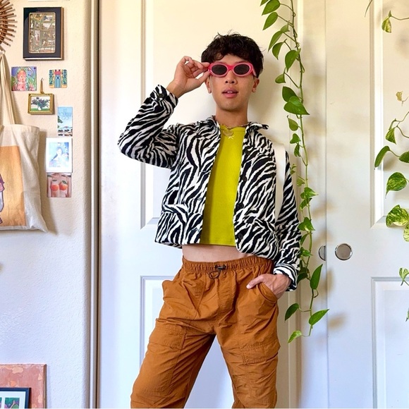 Vintage Y2K Anchor Blue Zebra Jacket - Picture 1 of 7
